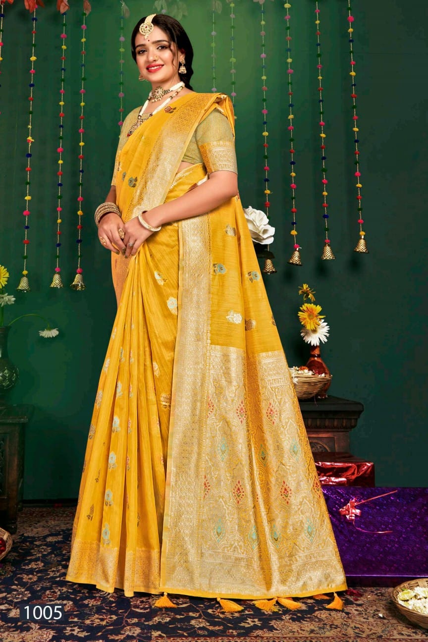 Hulchul Linen Vol 4 By Saroj Pure Slub Linen Designer Sarees Wholesale Market In Surat
